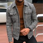 Acheter Veste pour hommes au printemps et en automne, coupe ajustée, manteau à carreaux décontracté et à la mode | Joom