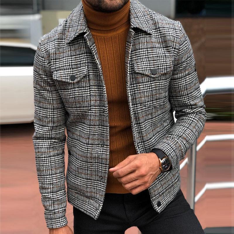 veste-printemps-homme-011seh-1.jpg Acheter Veste pour hommes au printemps et en automne, coupe ajustée, manteau à carreaux décontracté et à la mode | Joom – Image 1