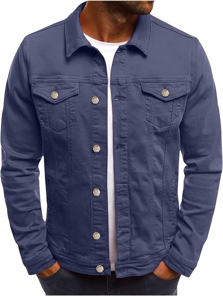 veste-printemps-homme-552pnh-1.jpg azaz Blouson Homme Casual Léger Pardessus Mi Saison Veste D'Extérieur Décontractée en Denim de Travail Pour Printemps Été : Amazon.fr: Mode – Image 1