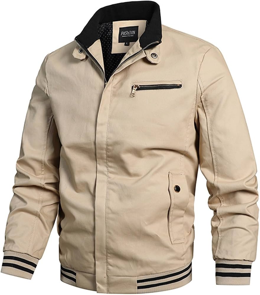 veste-printemps-homme-846mxw-1.jpg Veste e Vestes en Coton léger pour Hommes Printemps et Automne vêtements d'extérieur décontractés avec Poches Blouson Homme Cuir Aviateur Marron : Amazon.fr: Mode – Image 1