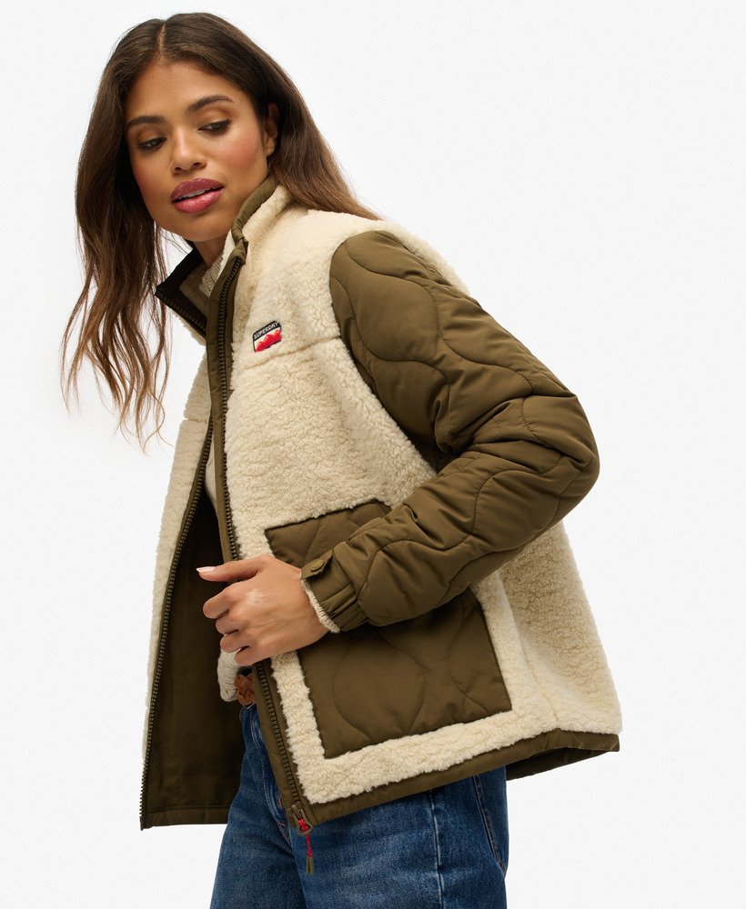 veste-sherpa-femme-945jgi-1.jpg Veste Hybride en Sherpa Polairebeige avoine pour Femme | Superdry FR – Image 1