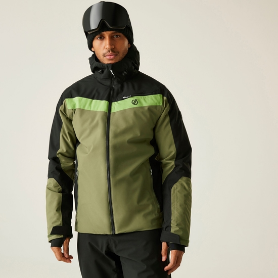 veste-ski-homme-981sqa-1.jpg Veste de ski Homme Eagle II | Noir Et Vert Olive – Image 1