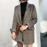 Tailleur Pantalon Look Veste A Carreaux Femme Veste Blazer Carreaux Femme Veste Blazer Marron Laine Carreaux