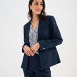 Veste de blazer coupe cintrée femme bleu marine | GEMO