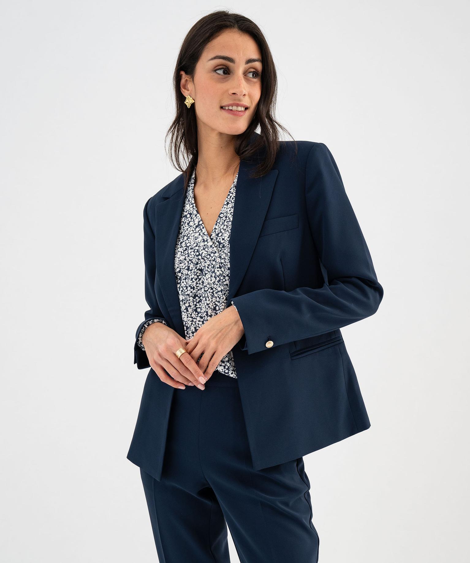 veste-tailleur-femme-242eqm-1.jpg Veste de blazer coupe cintrée femme bleu marine | GEMO – Image 1