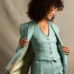 Veste Tailleur Femme Lin Bleu Azur – Illusion My tailor is Joh Marques de France