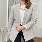 Veste Tailleur Femme Droite Greige Camille | Admise Paris