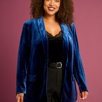 Veste longue en velours satiné Bleu Grandes tailles Femme 11.70€ Kiabi