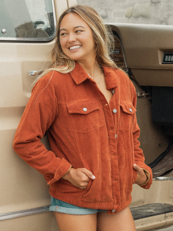 veste-velours-femme-459bnb-1.jpg On The Block Veste en velours côtelé pour Femme Veste en velours côtelé Marron Femme | Roxy – Image 1